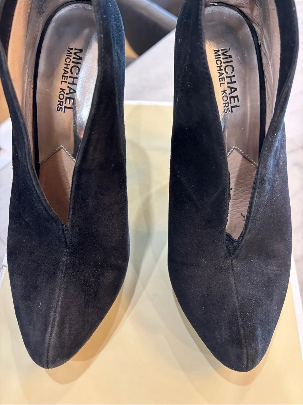 Michael Kors Black Suede Pointed V-Cut Booties